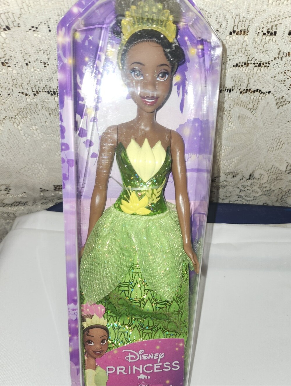 Disney Tiana Doll in Green and Yellow Sparkle Gown